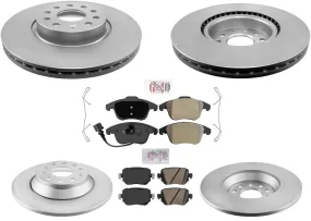 Front and Rear Coated Disc Brake Rotors Brake Pads for Audi Q3 Quattro 16-18
