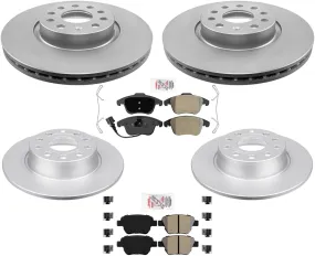 Front and Rear Coated Disc Brake Rotors Brake Pads for Volkswagen Passat 12-14