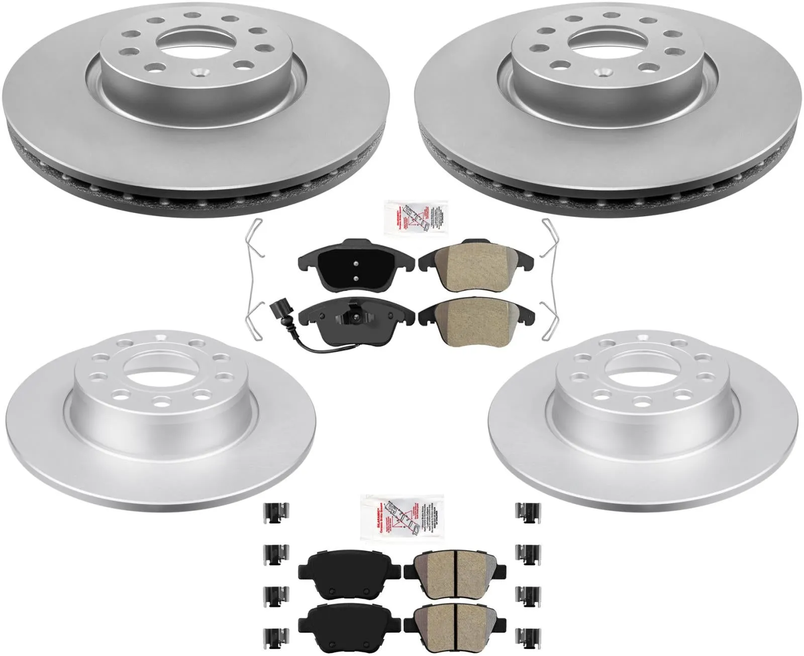 Front and Rear Coated Disc Brake Rotors Brake Pads for Volkswagen Passat 12-14