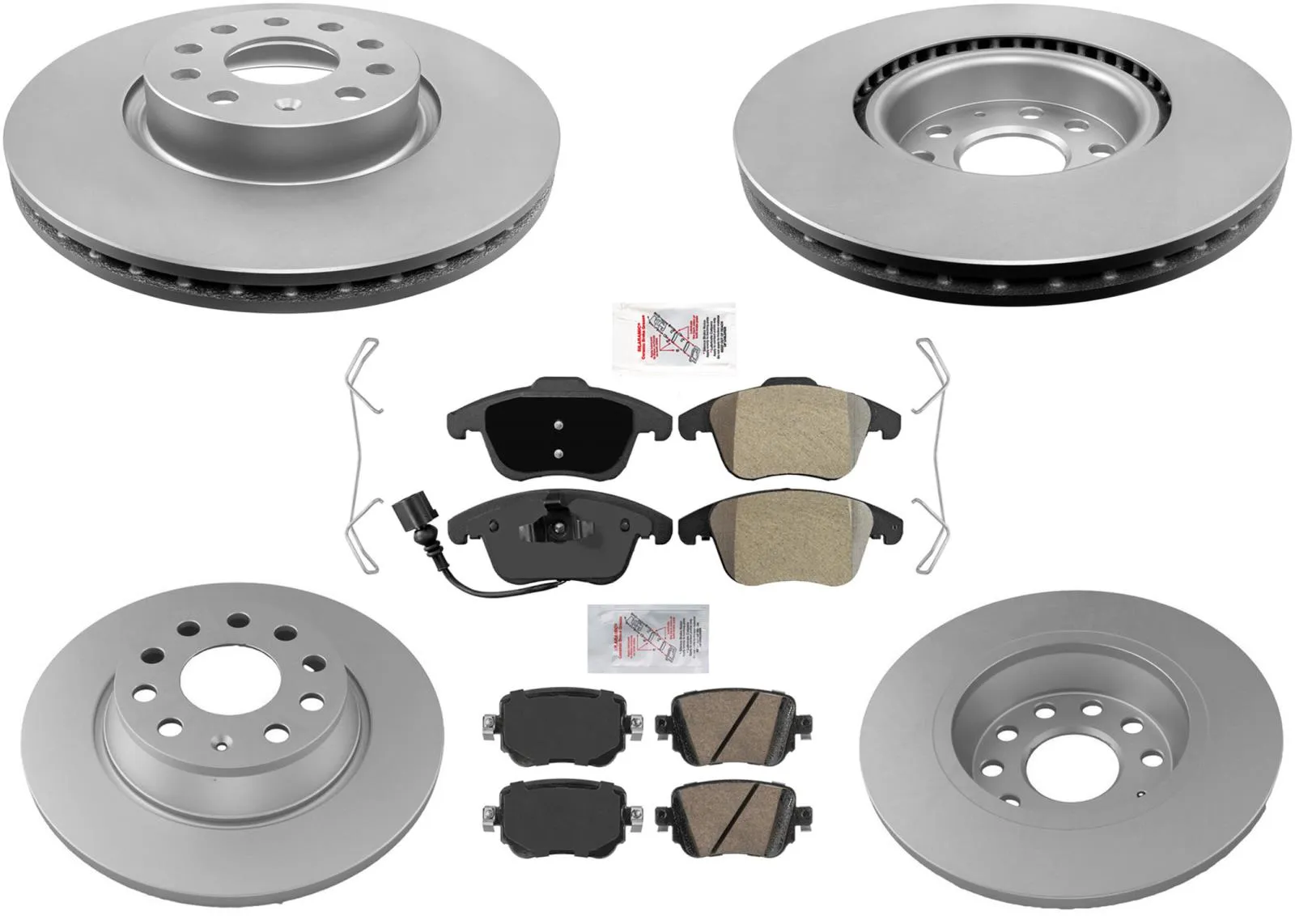 Front and Rear Coated Disc Brake Rotors Brake Pads for Volkswagen Passat 15-21