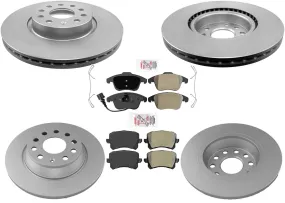 Front and Rear Coated Disc Brake Rotors Brake Pads for Volkswagen Tiguan 12-17