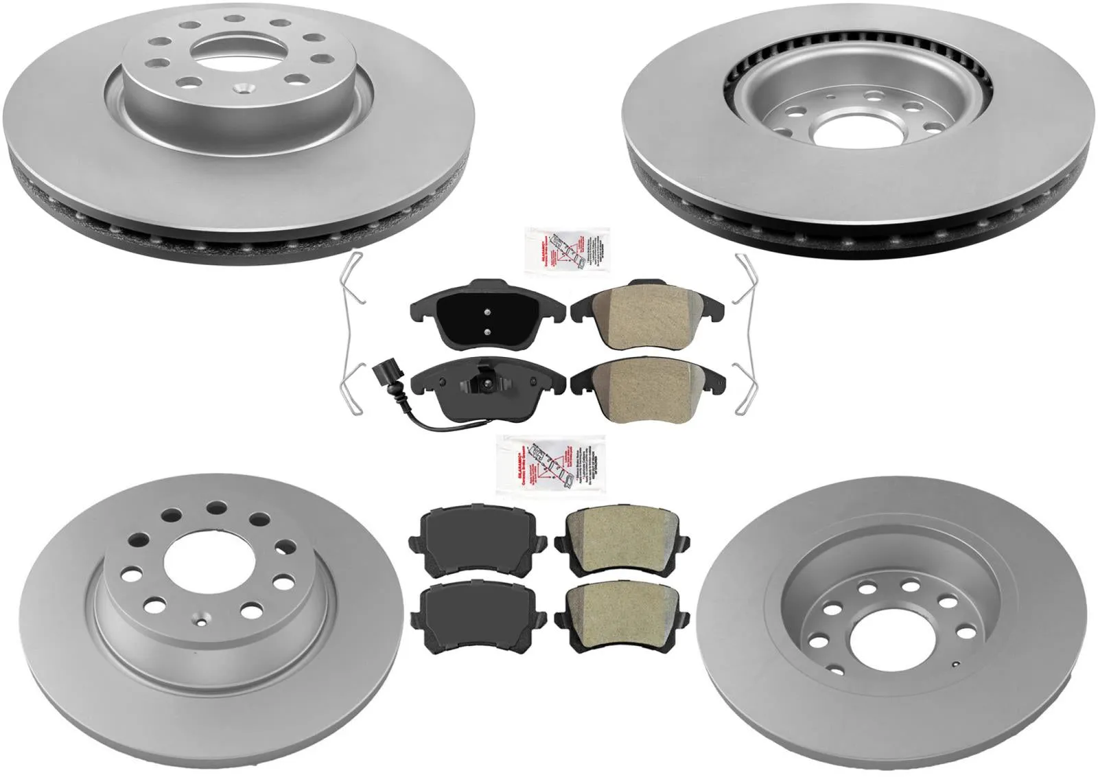 Front and Rear Coated Disc Brake Rotors Brake Pads for Volkswagen Tiguan 12-17