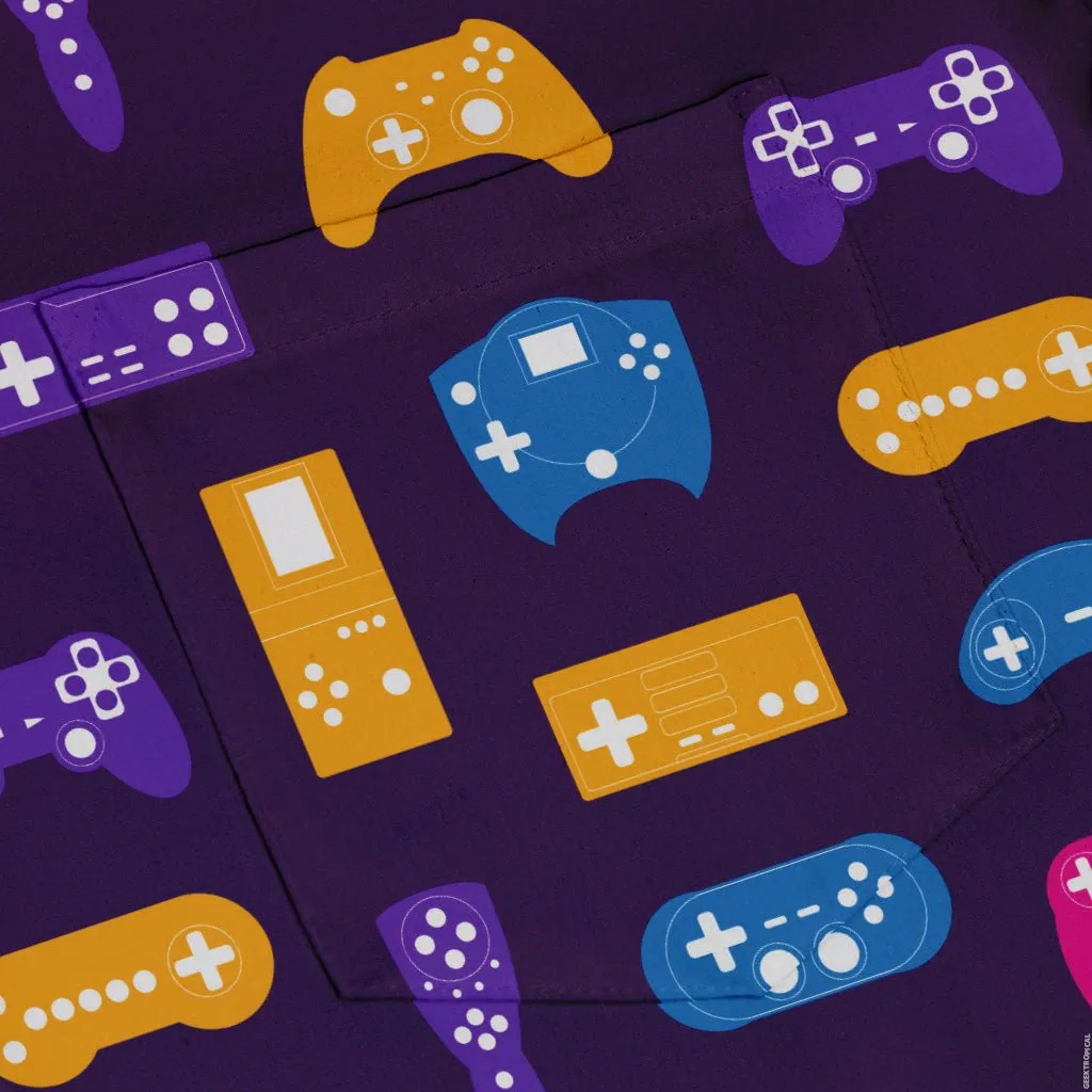 Game Controllers Purple Video Game Button Up Shirt