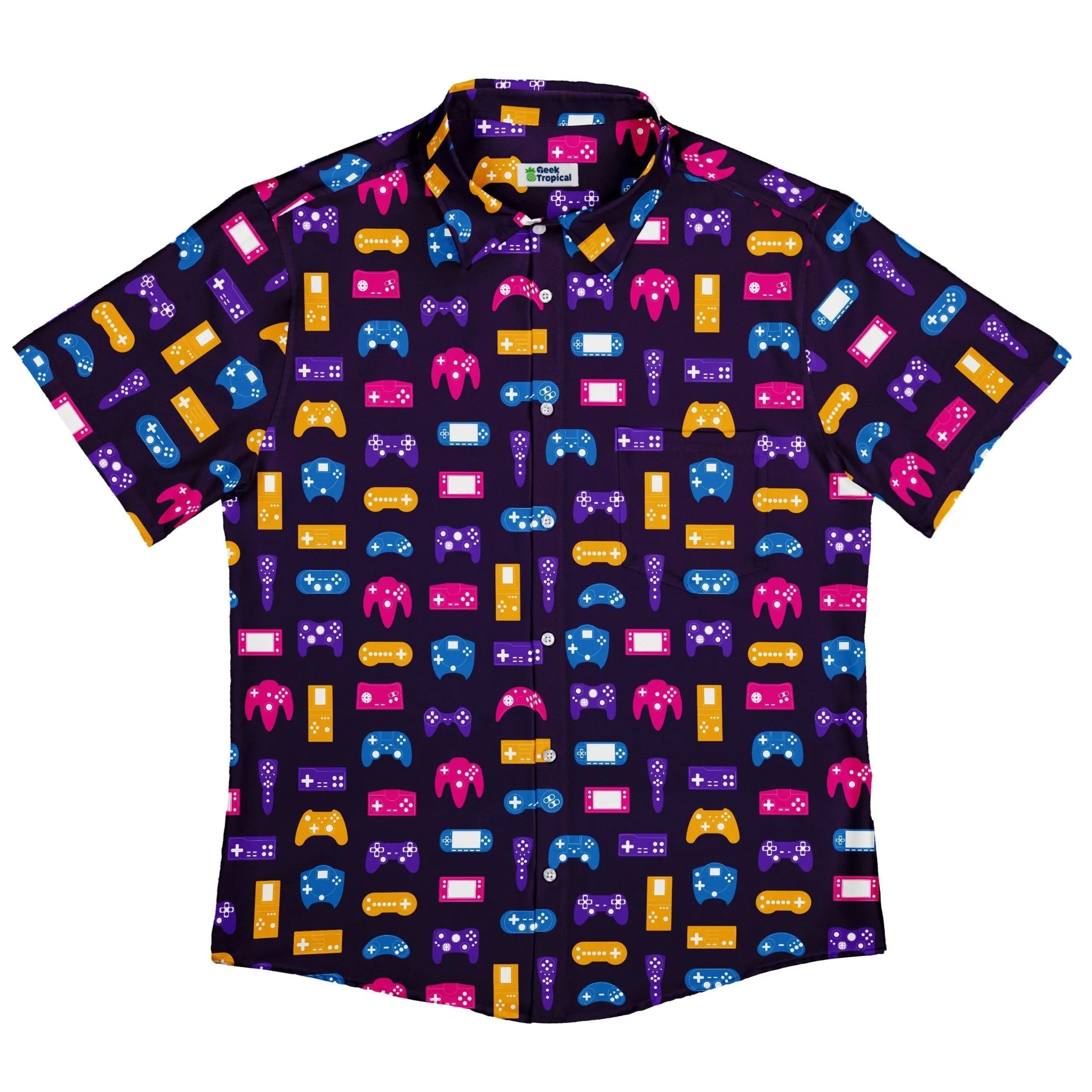 Game Controllers Purple Video Game Button Up Shirt
