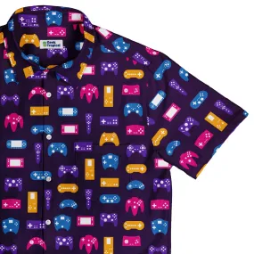Game Controllers Purple Video Game Button Up Shirt