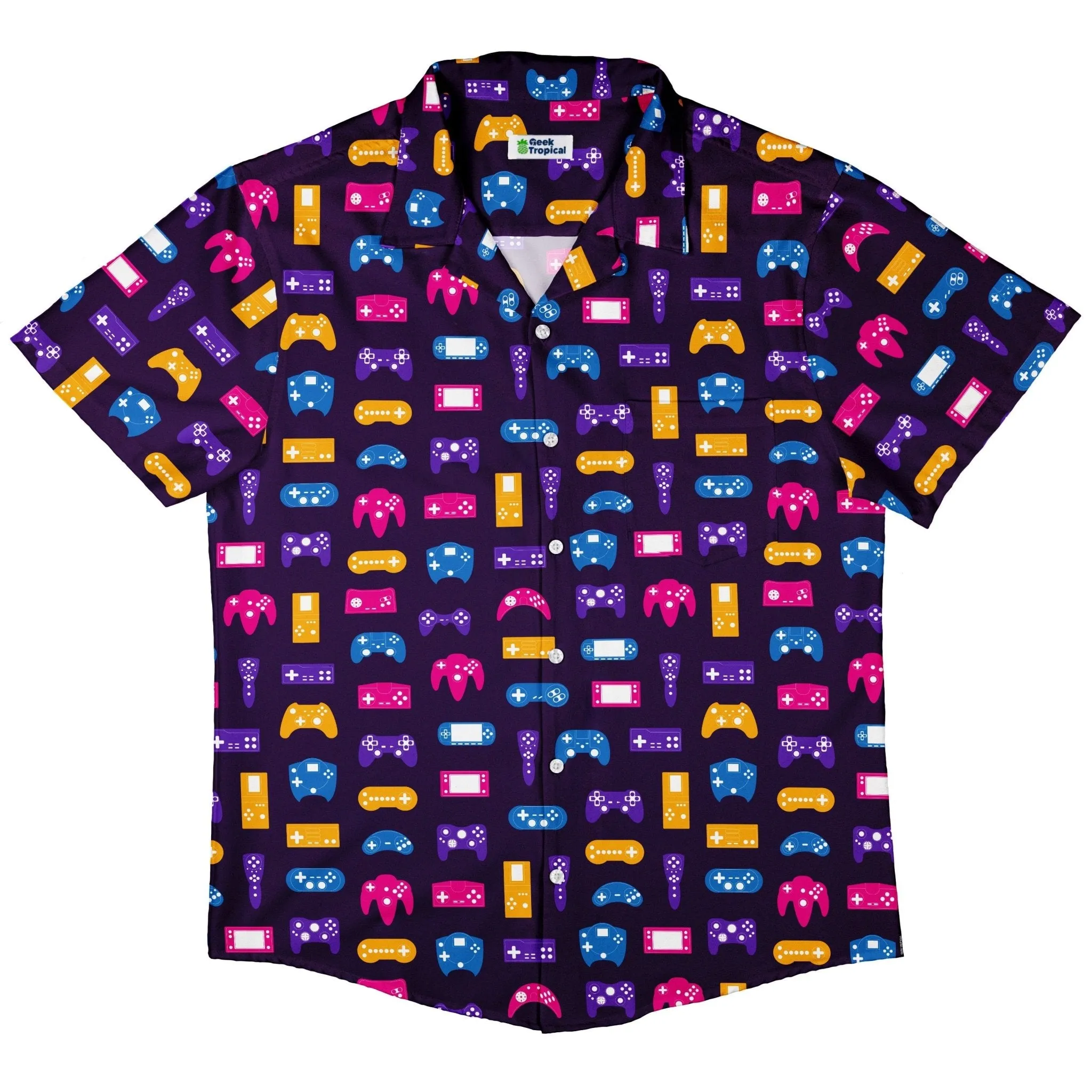 Game Controllers Purple Video Game Button Up Shirt