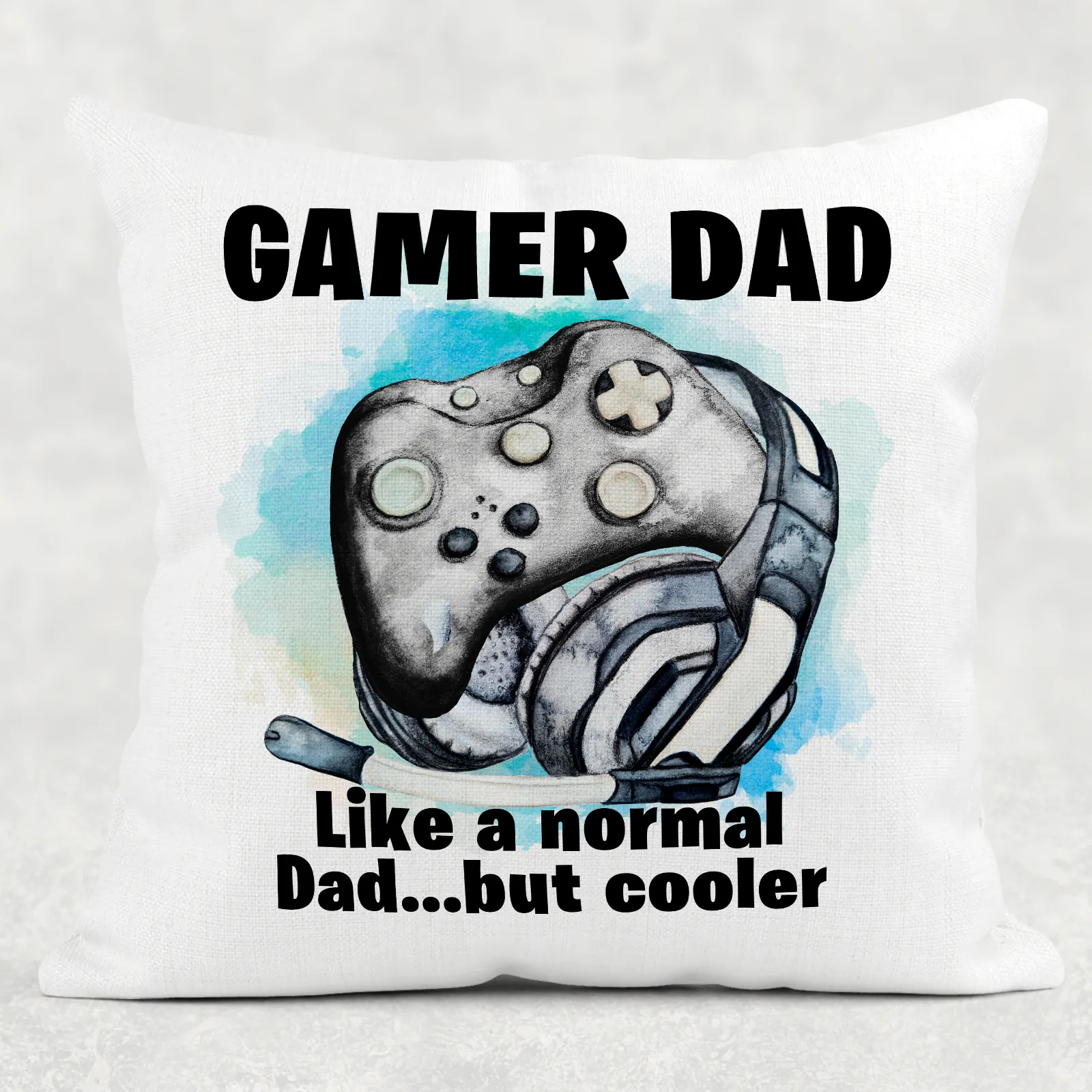 Gamer Dad Personalised Cushion Linen White Canvas