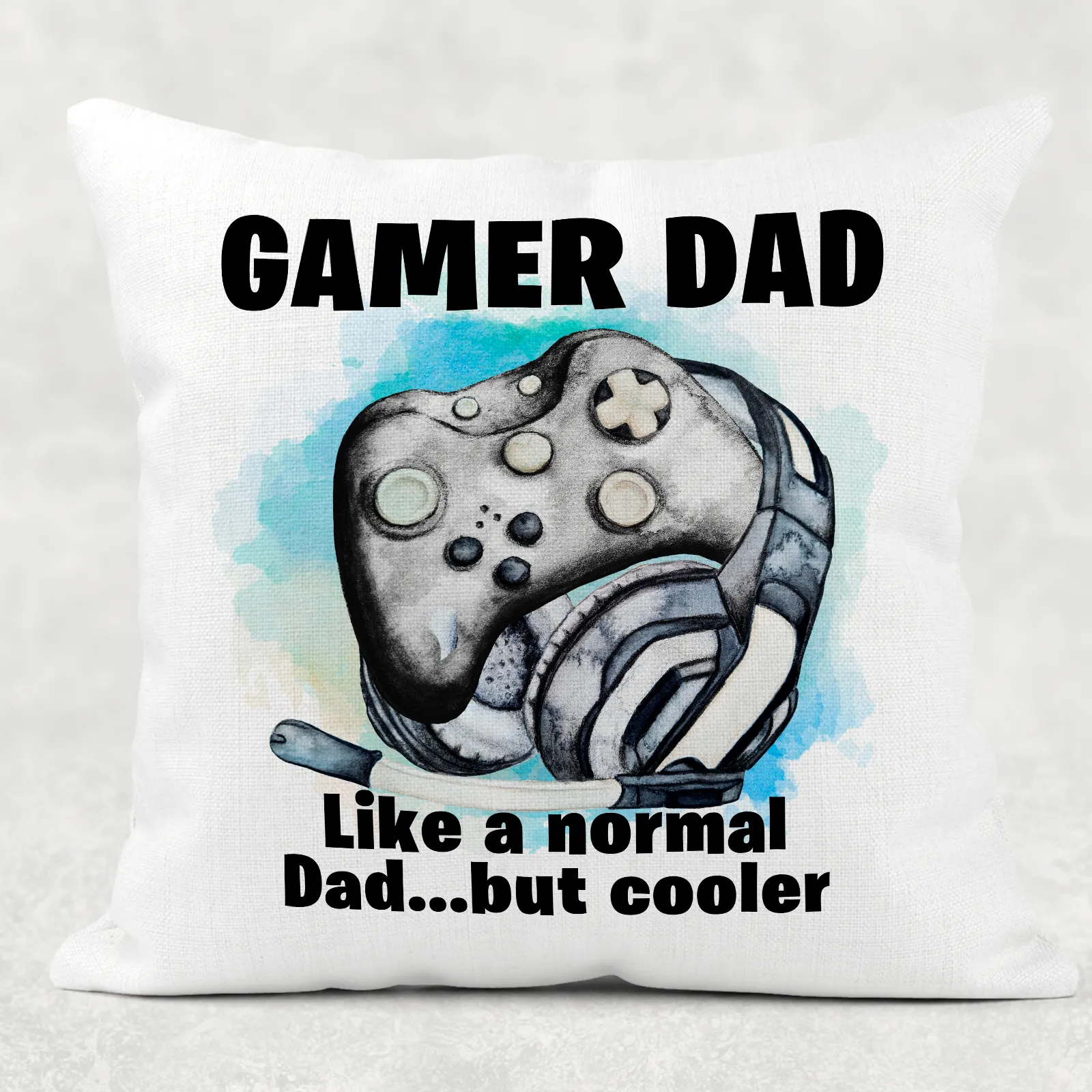Gamer Dad Personalised Cushion Linen White Canvas