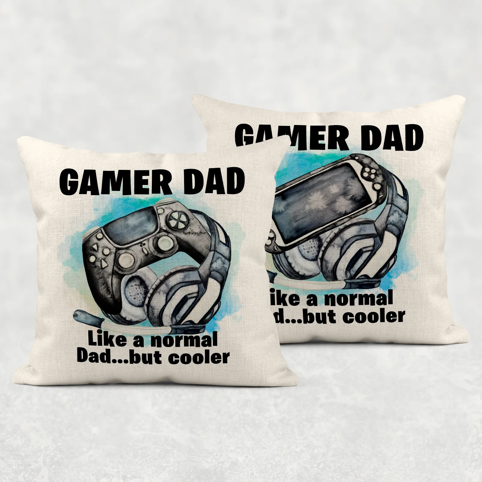Gamer Dad Personalised Cushion Linen White Canvas
