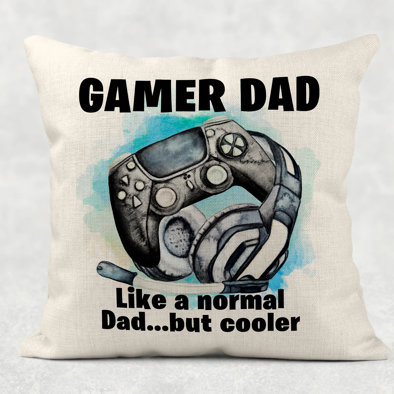 Gamer Dad Personalised Cushion Linen White Canvas