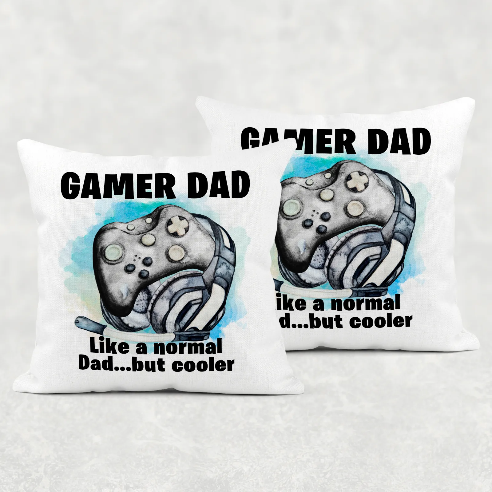 Gamer Dad Personalised Cushion Linen White Canvas