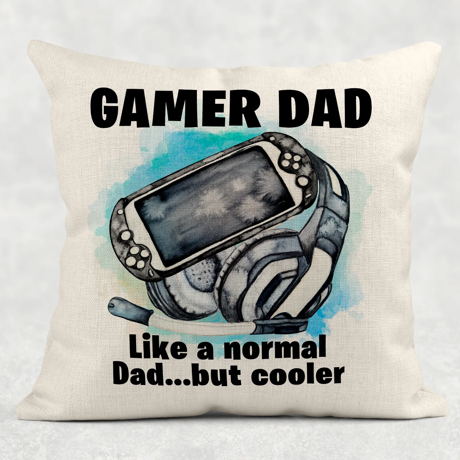 Gamer Dad Personalised Cushion Linen White Canvas