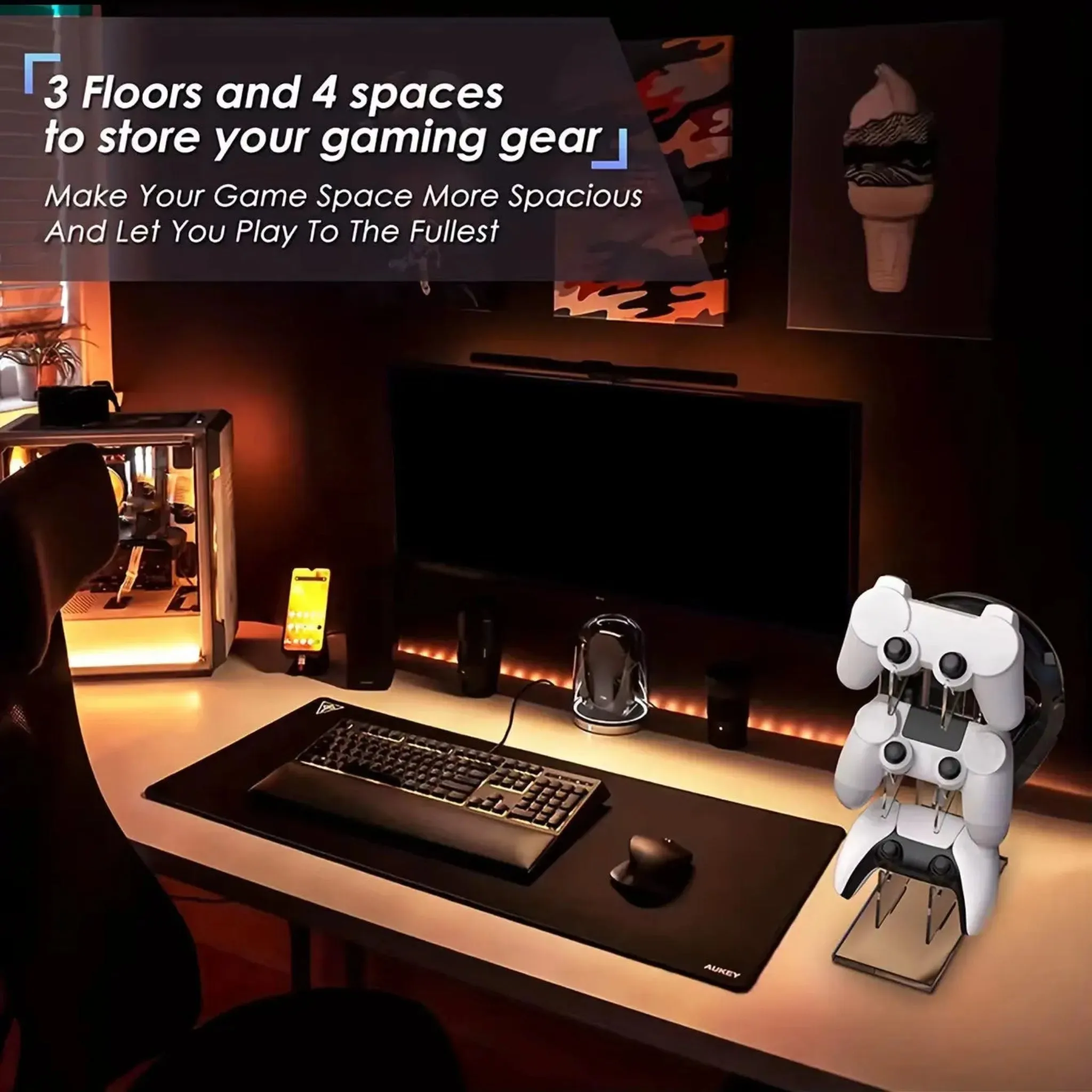 Gaming Controller Stand - 3-Layer Organizer