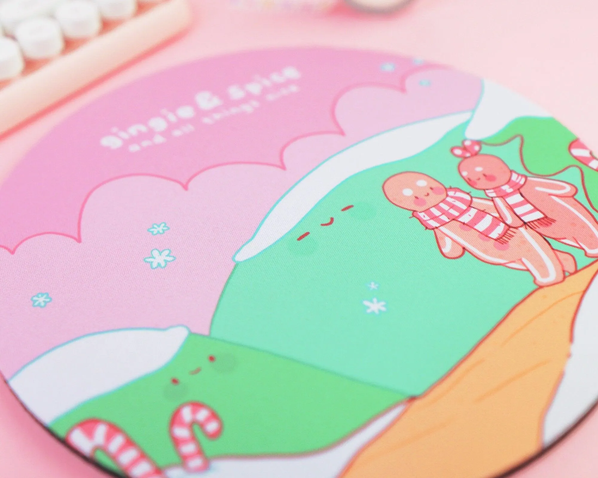 Gingie & Spice Mouse Pad │ Cute Kawaii Christmas Desk Décor │ Candy Cane Lane Design