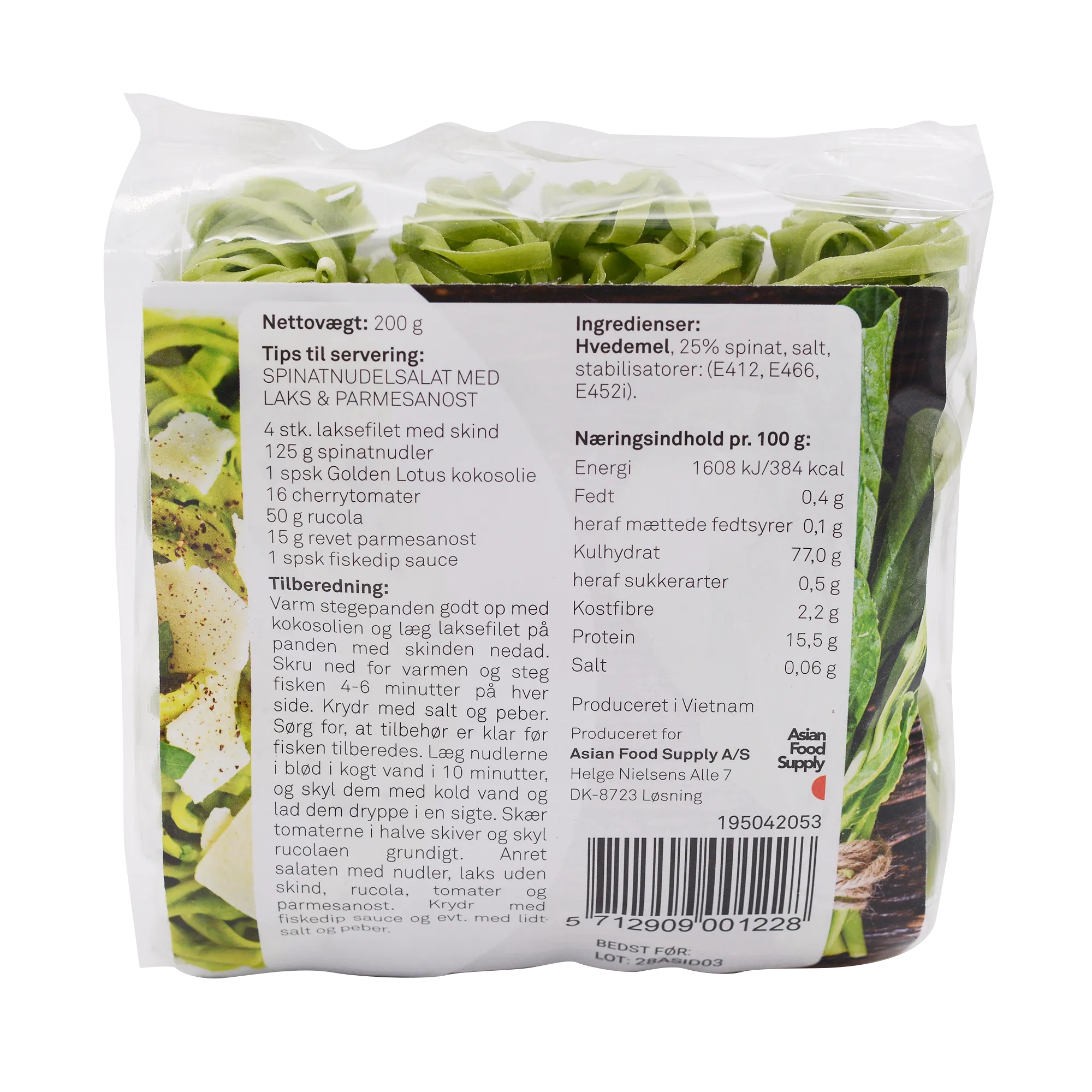 Golden Lotus Nudler, T?¸rrede Spinatnudler (Spinach Noodles) 200g
