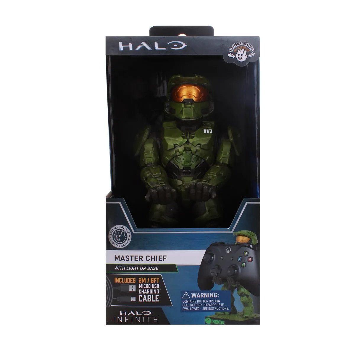 Halo Infinite Master Chief Exclusive Variant with Light-Up Base Cable Guy Controller Holder by Exquisite Gaming