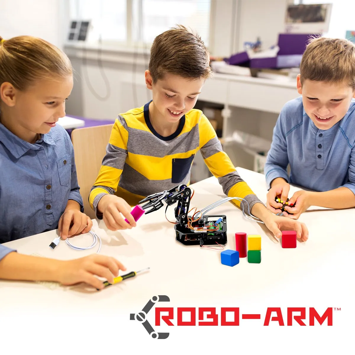 Hamilton Buhl STEAM Robo-Arm Kit for Arduino - Programmable 4-Axis Robot Arm