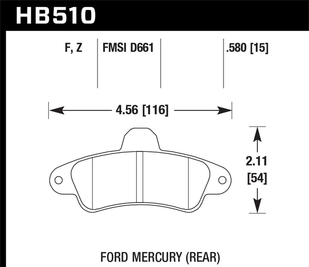 Hawk HPS Brake Pads Mercury Cougar (2000) Rear Set  HB510F.580