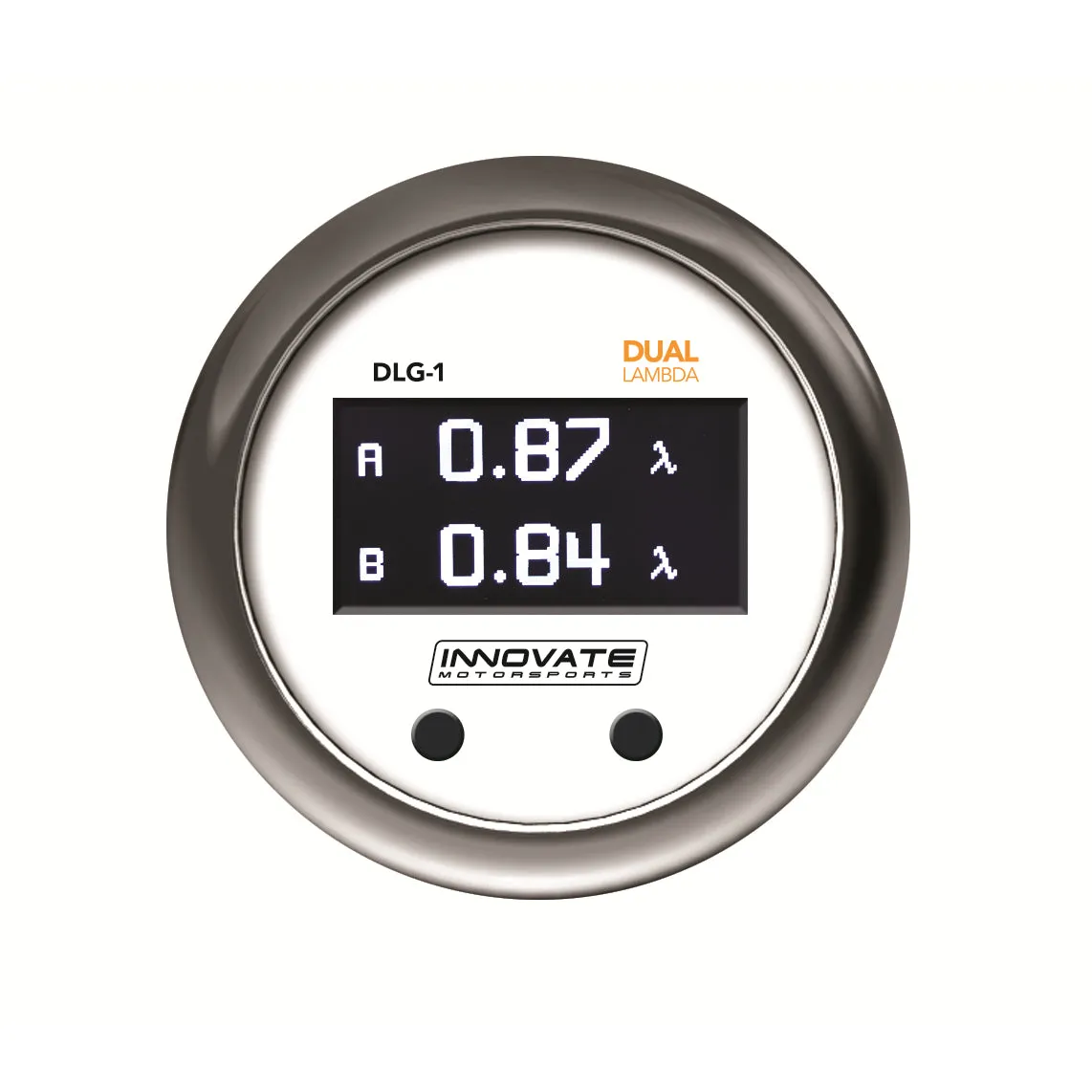 Innovate Motorsports DLG-1 Dual Sensor Wideband Digital Air-Fuel Ratio Gauge - 2-1/16" Diameter - Black / White Face