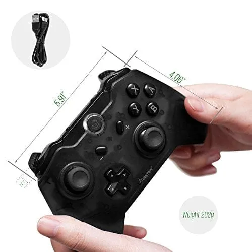 Insten Wireless Pro Controller for Nintendo Switch, Insten Wireless Pro Gaming Controller Bluetooth Gamepad Joypad Remote Compatible With Nintendo Switch / Lite Version, Black (with USB charging cable: Video Games