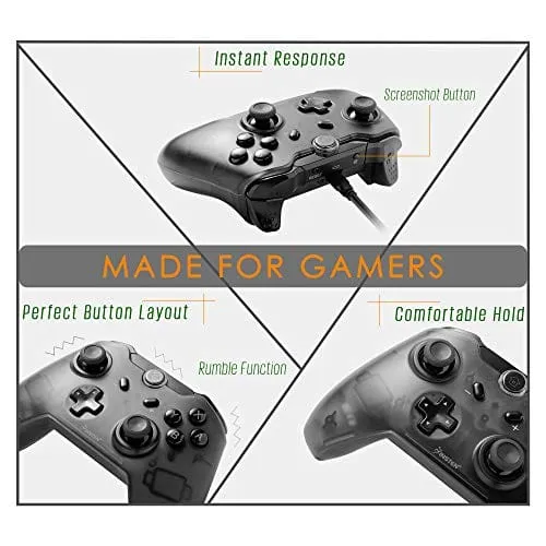 Insten Wireless Pro Controller for Nintendo Switch, Insten Wireless Pro Gaming Controller Bluetooth Gamepad Joypad Remote Compatible With Nintendo Switch / Lite Version, Black (with USB charging cable: Video Games