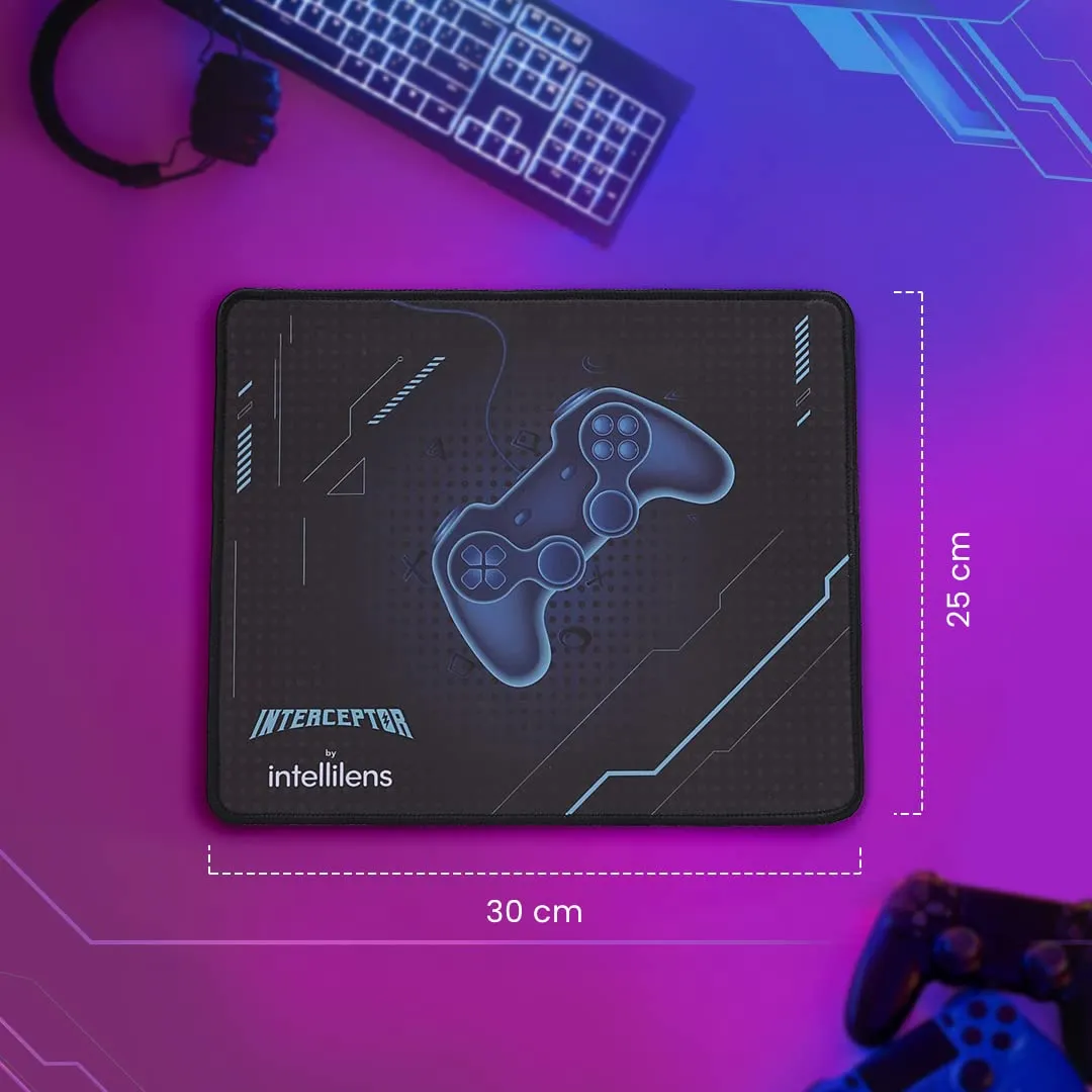 INTERCEPTOR by Intellilens Gaming Mouse Pad | Anti Slip Base, Control Edition, Water Resistance, Precision Move, Premium Leather mat for Desktop & Laptop - Medium