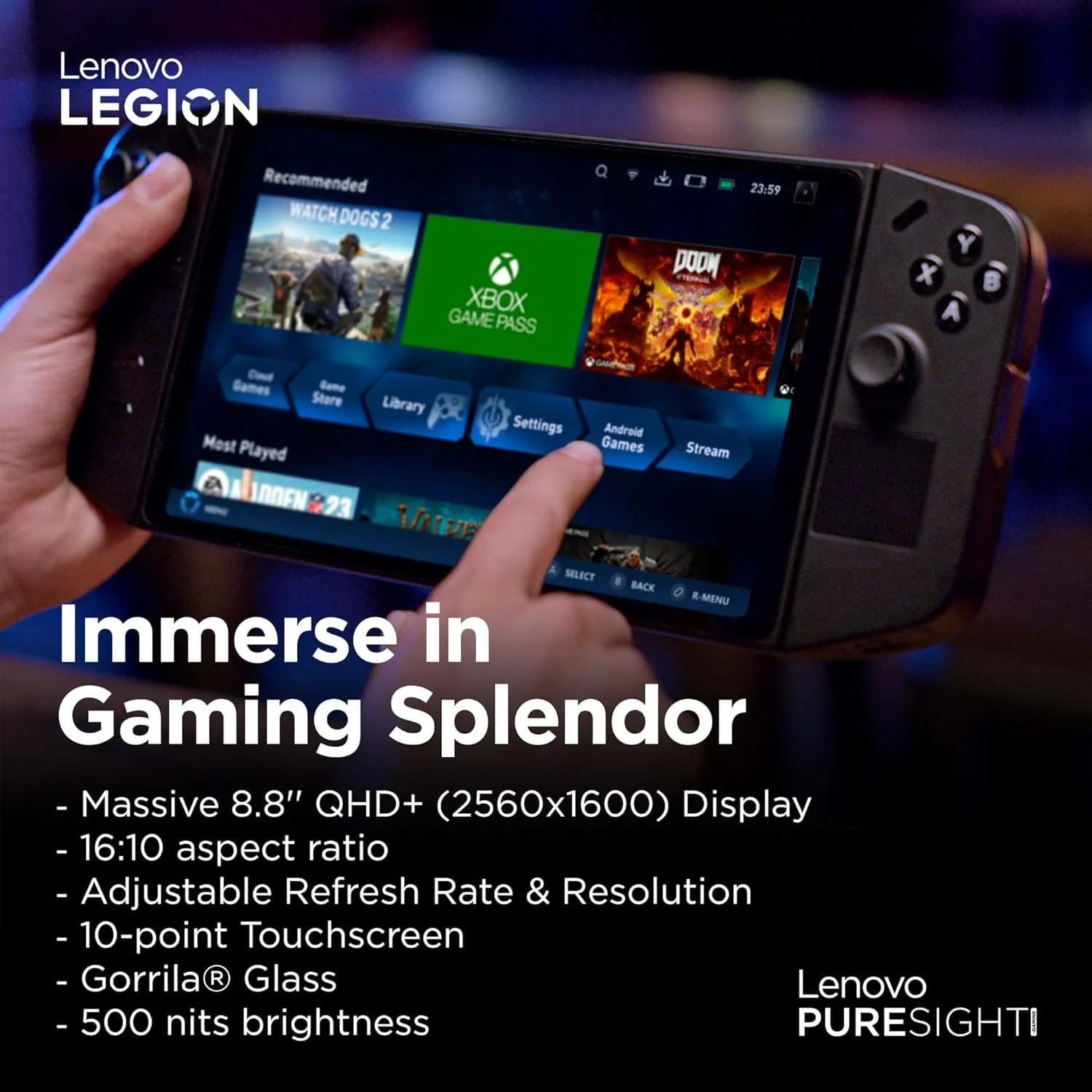 Lenovo Legion Go Handheld Gaming Console - 8.8-inch 2K Display, AMD Ryzen Z1 Extreme, 16GB RAM, 512GB SSD, Windows 11 Home