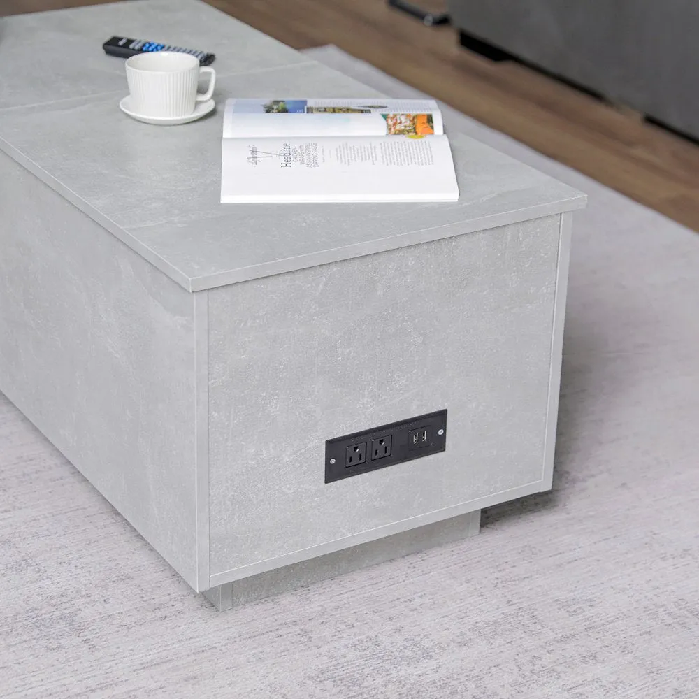 Lift Top Table LED Coffee Table Hidden Compartment