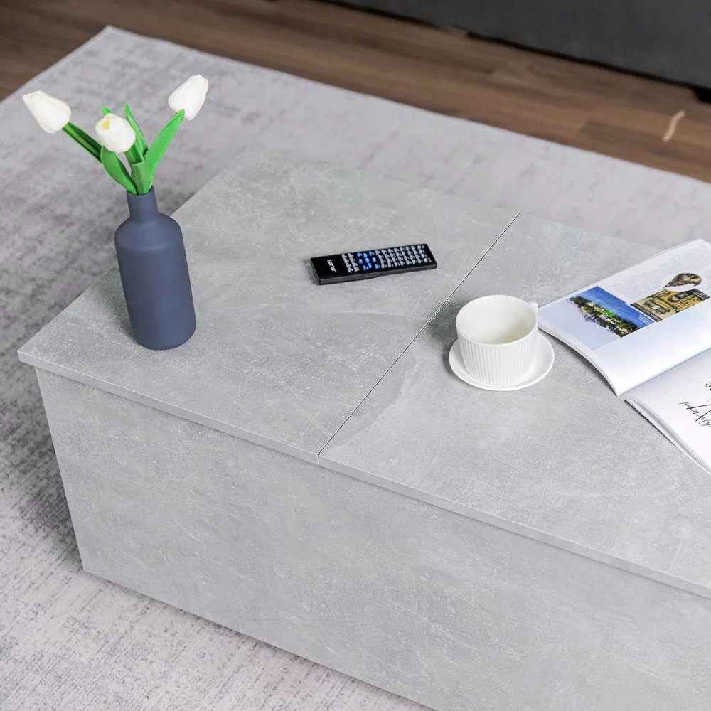 Lift Top Table LED Coffee Table Hidden Compartment