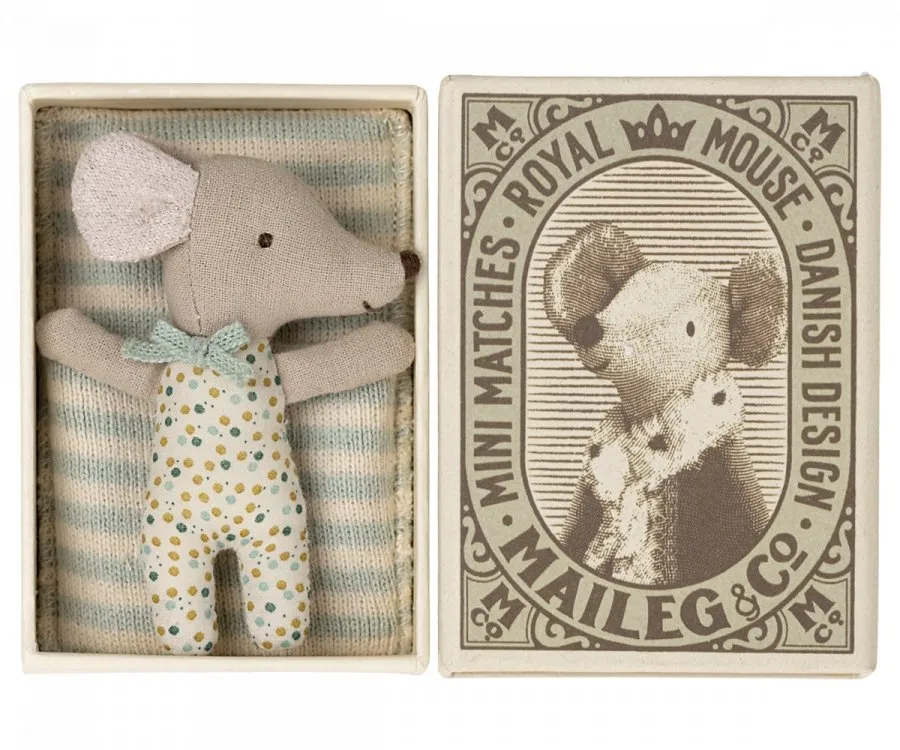 Maileg | Sleepy/Wakey Baby Mouse in Matchbox, Boy