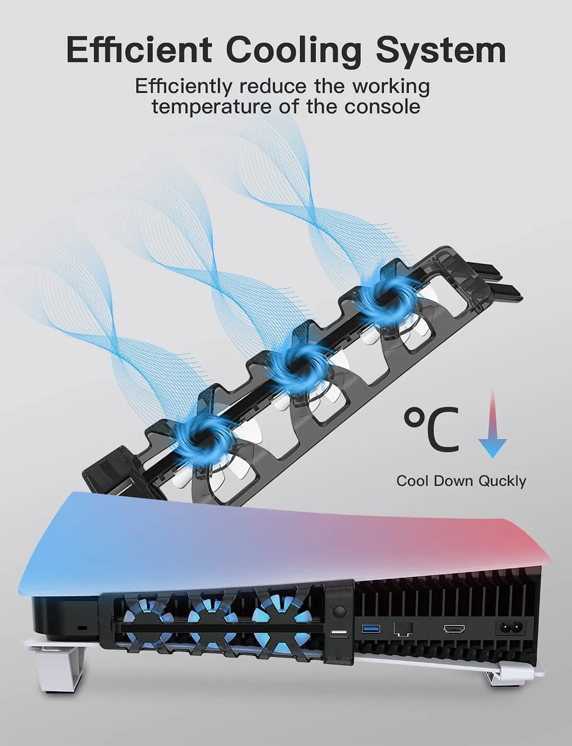 NexiGo PS5 Horizontal Stand with Cooling Fan