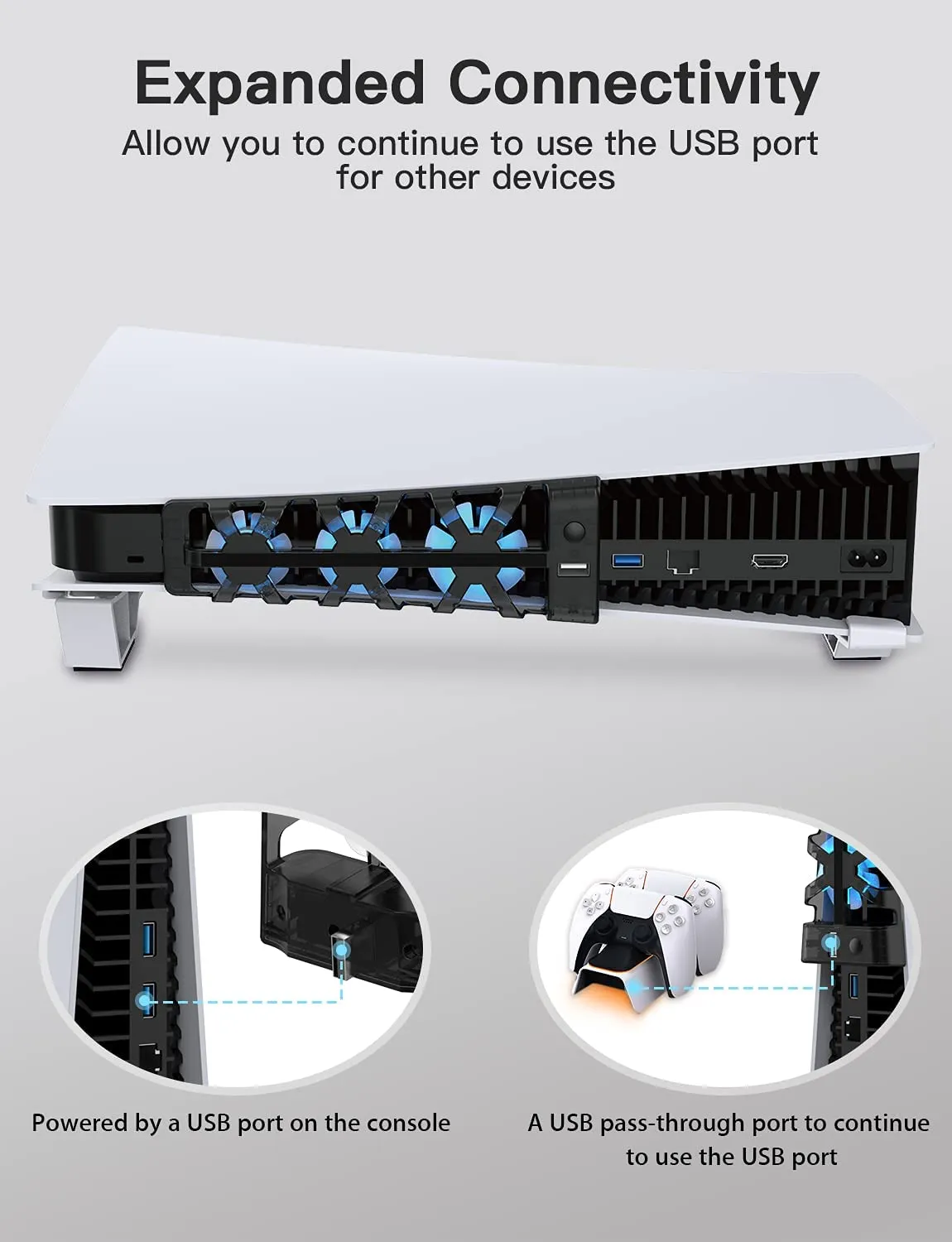 NexiGo PS5 Horizontal Stand with Cooling Fan