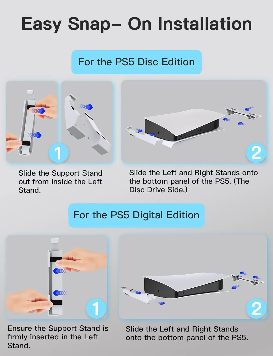 NexiGo PS5 Horizontal Stand with Cooling Fan