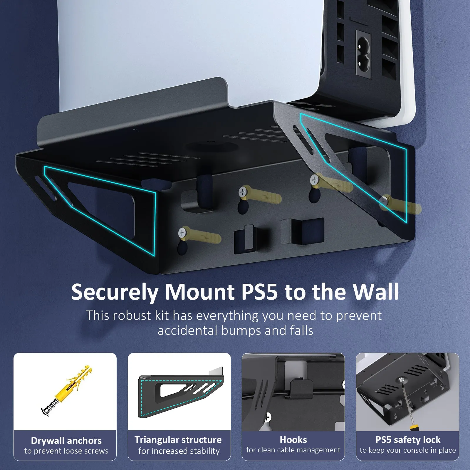 NexiGo PS5 Wall Mount Kit with Charging Station