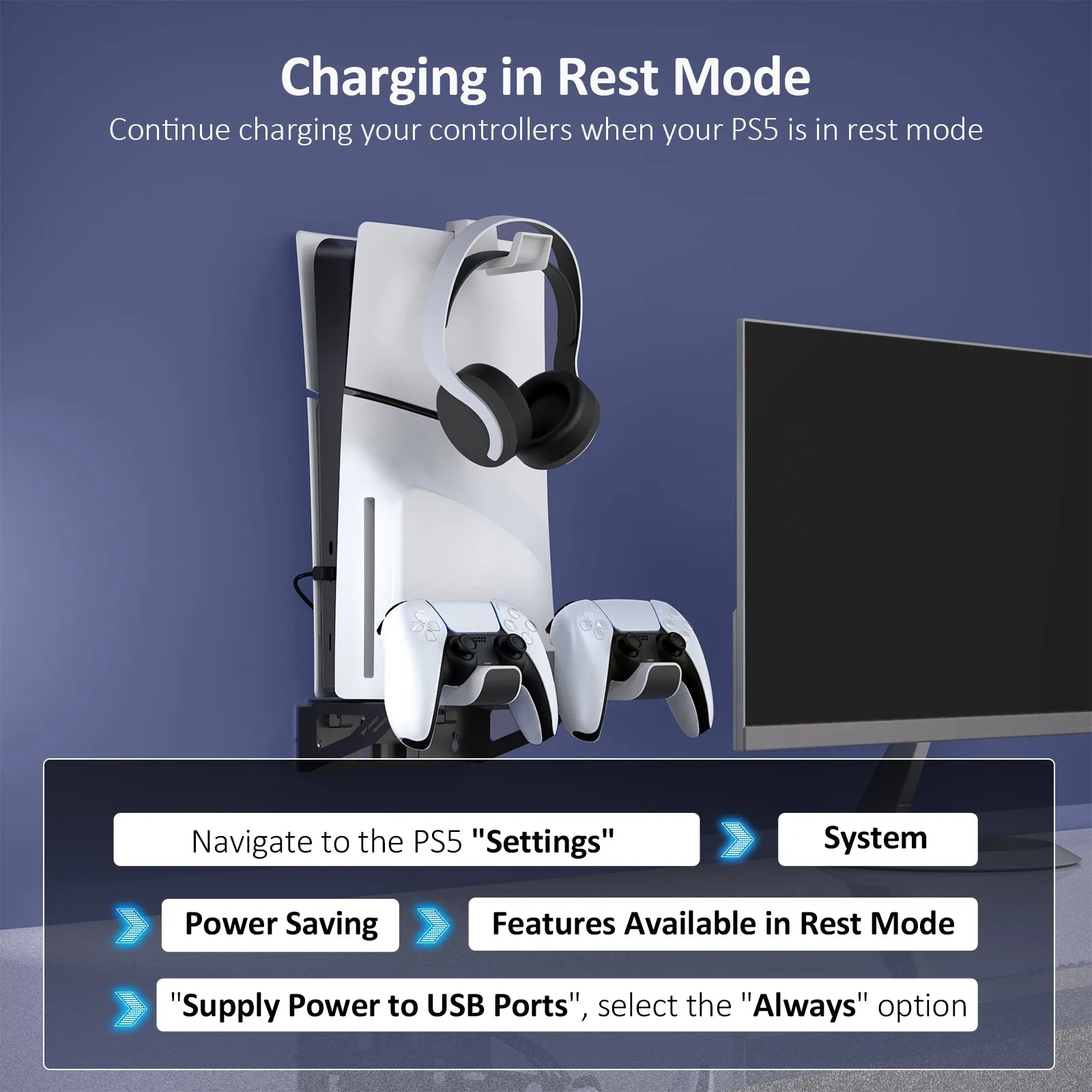 NexiGo PS5 Wall Mount Kit with Charging Station