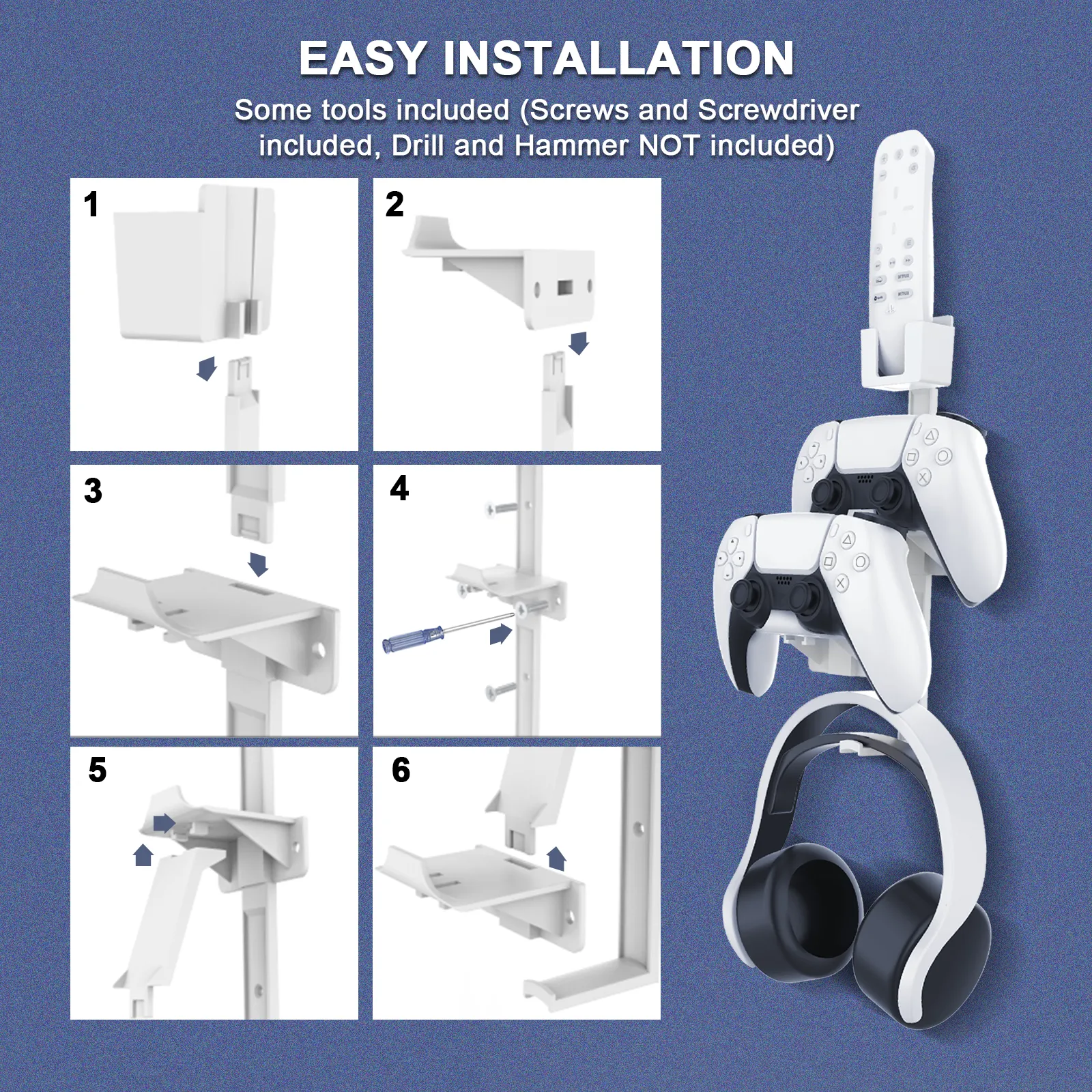 NexiGo PS5 Wall Mount Set with RGB LED Light