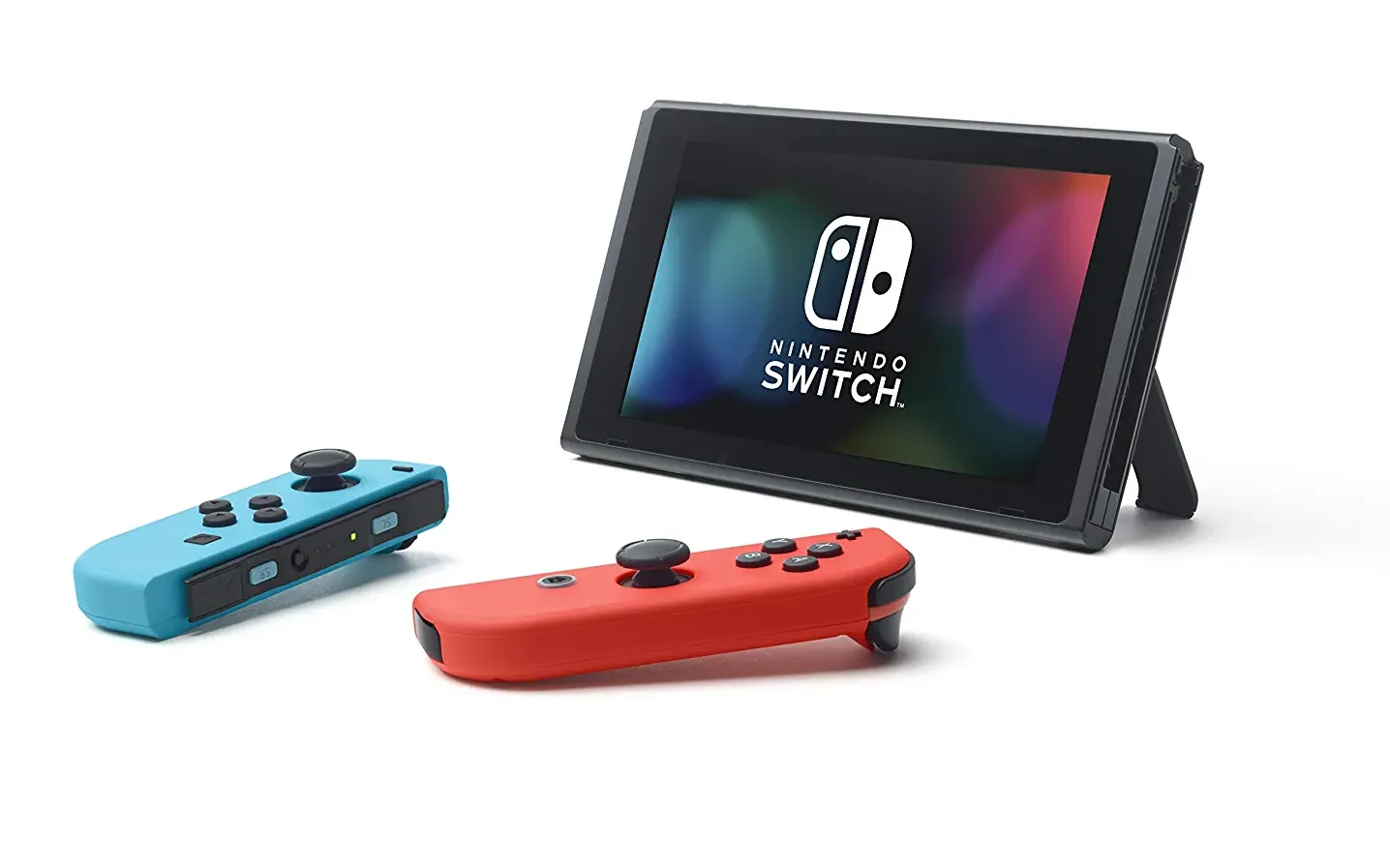 Nintendo Switch 32GB with Neon Red & Blue Wireless Controllers