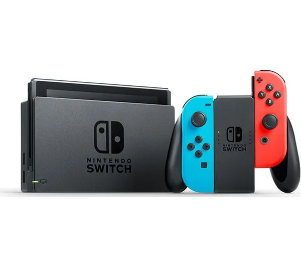 Nintendo Switch 32GB with Neon Red & Blue Wireless Controllers