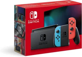 Nintendo Switch 32GB with Neon Red & Blue Wireless Controllers