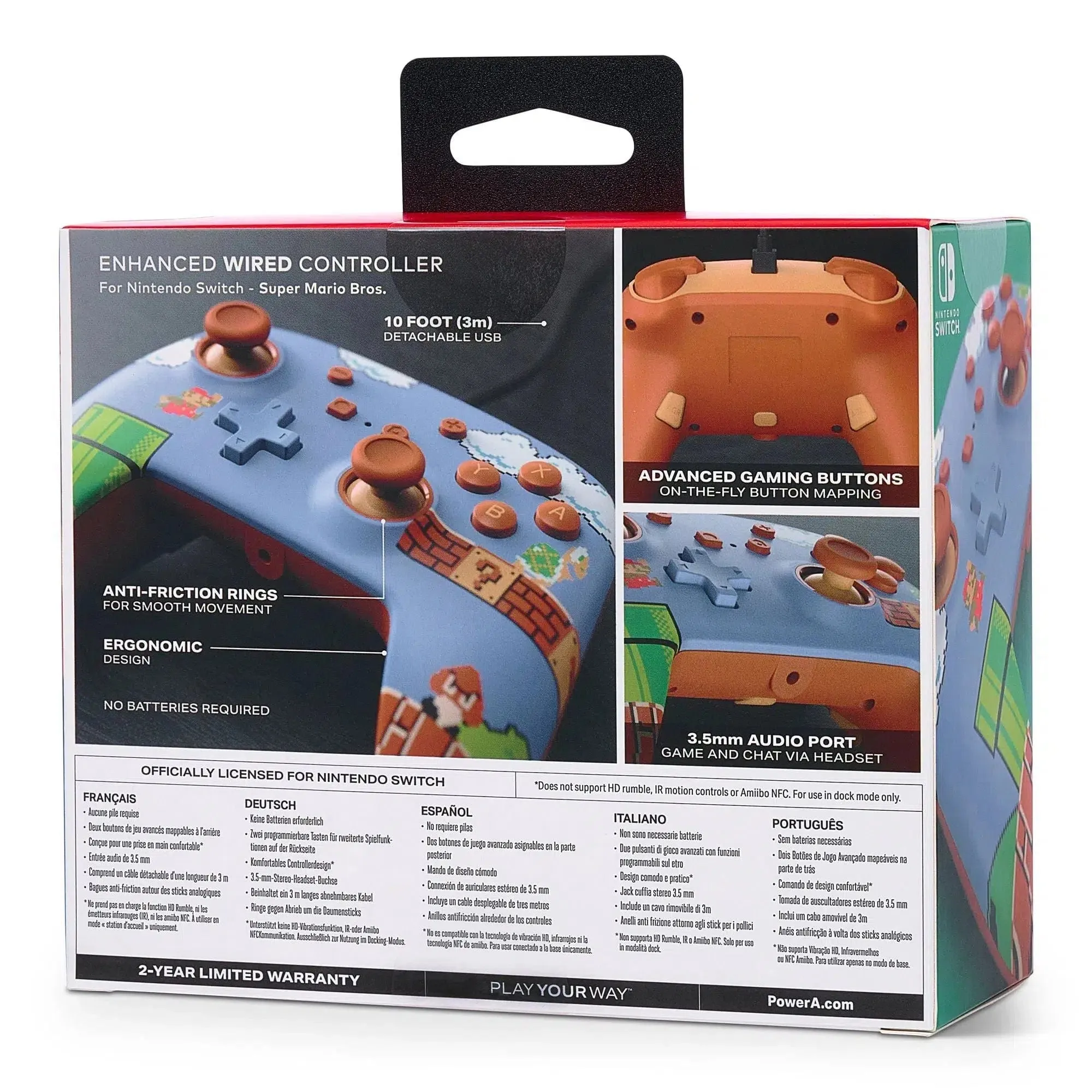 Nintendo Switch Wired Controller (Super Mario Bros. Version) - PowerA - Enhanced Edition