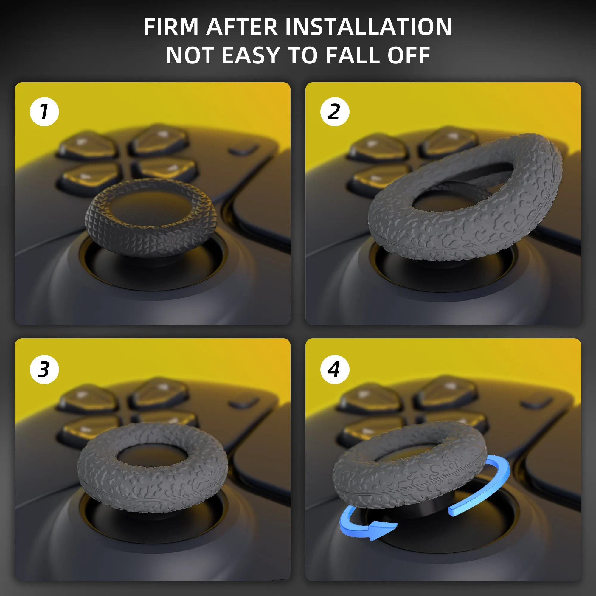 PlayVital 3 Pairs Silicone Thumbstick Rings for PS5 & PS4 & Xbox Series X/S & Xbox One/Elite Series 2 Core & Switch Pro Controller - Gray & Black & White - PFPJ146
