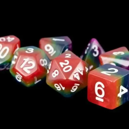 Rainbow Resin Polyhedral Dice Set