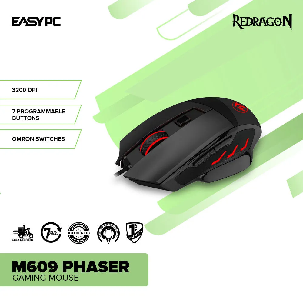 Redragon M609 PHASER Omron Switches 7 Programmable Buttons Gaming Mouse