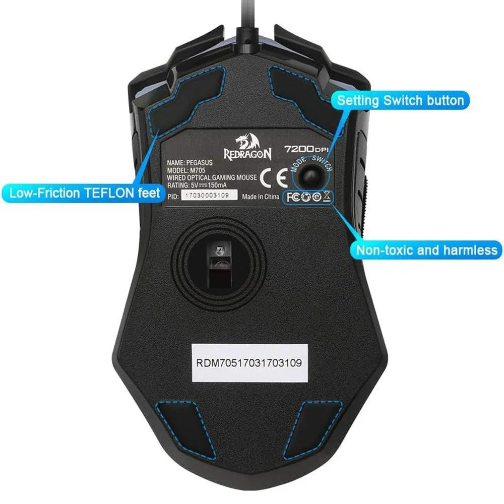 Redragon Pegasus M705 Wired Rainbow Gaming Mouse 7200Dpi