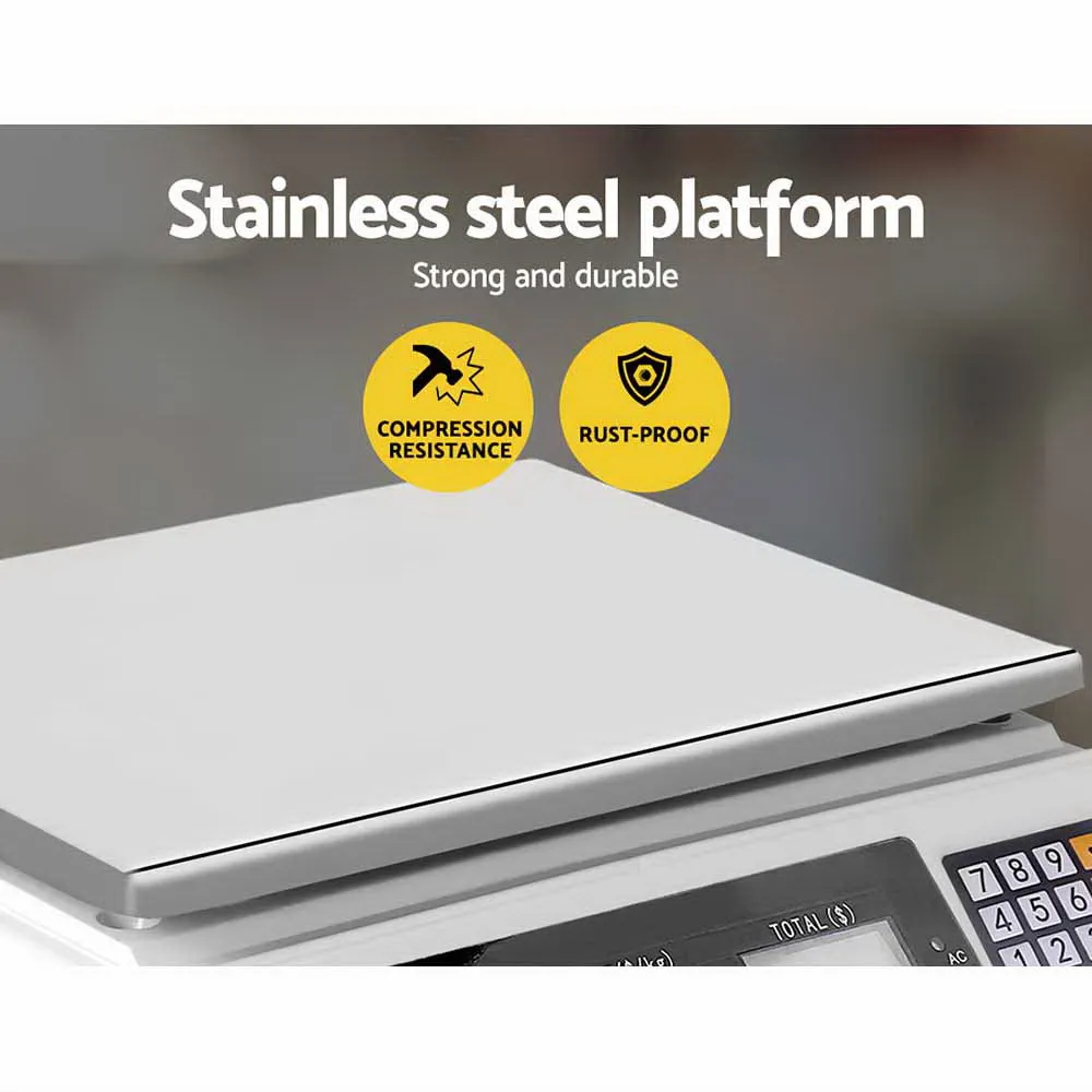 Scales Digital Kitchen 40KG Weighing Scales Platform Scales LCD - White