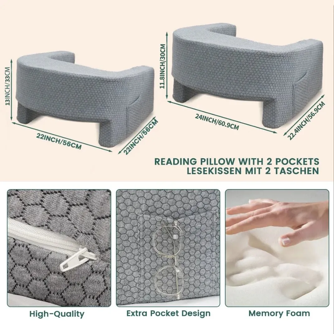 Soft Reading Pillow with Arm Rest Lap Desk Pillow for Working