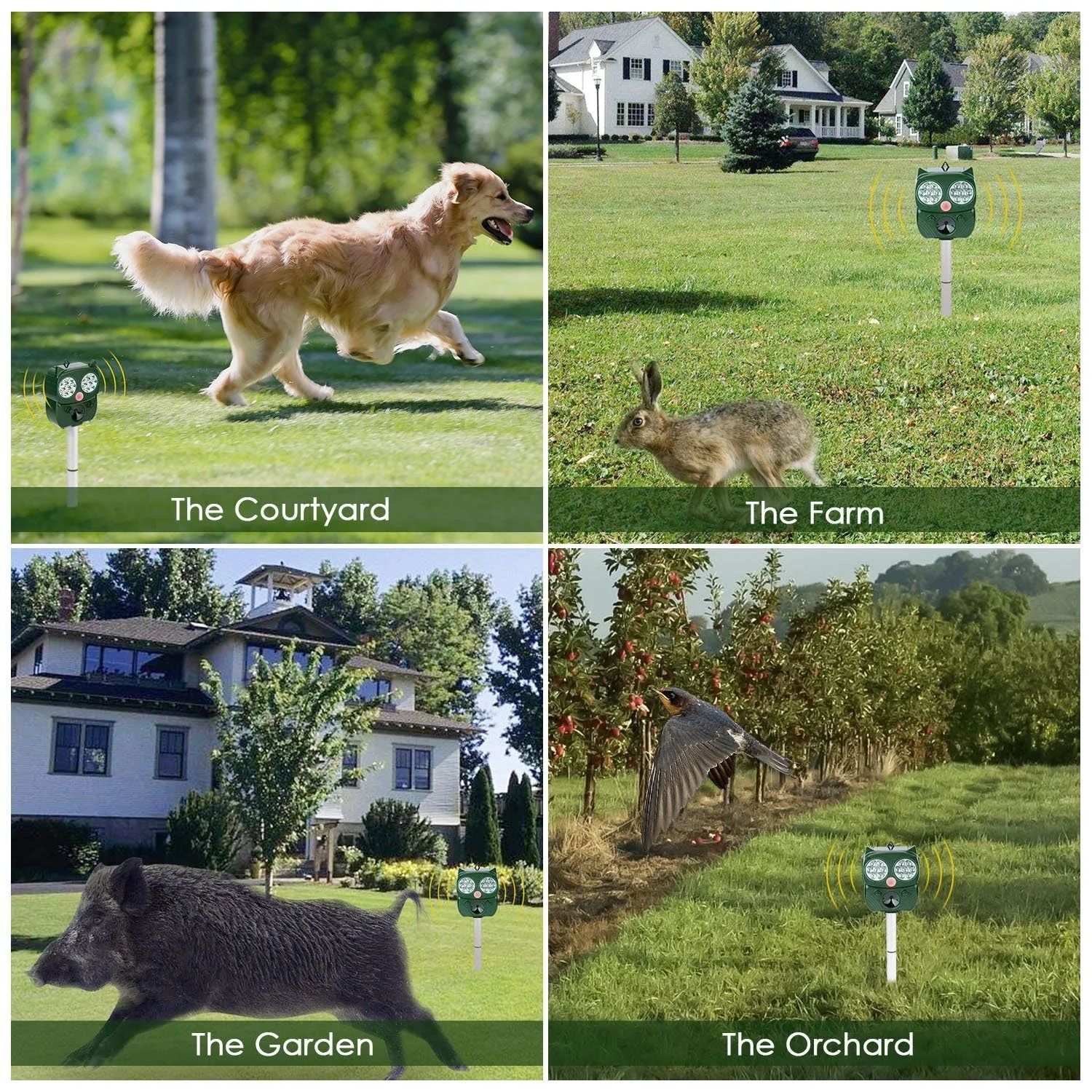 Solar Powered Ultrasonic Animal Repeller PIR Motion Sensor