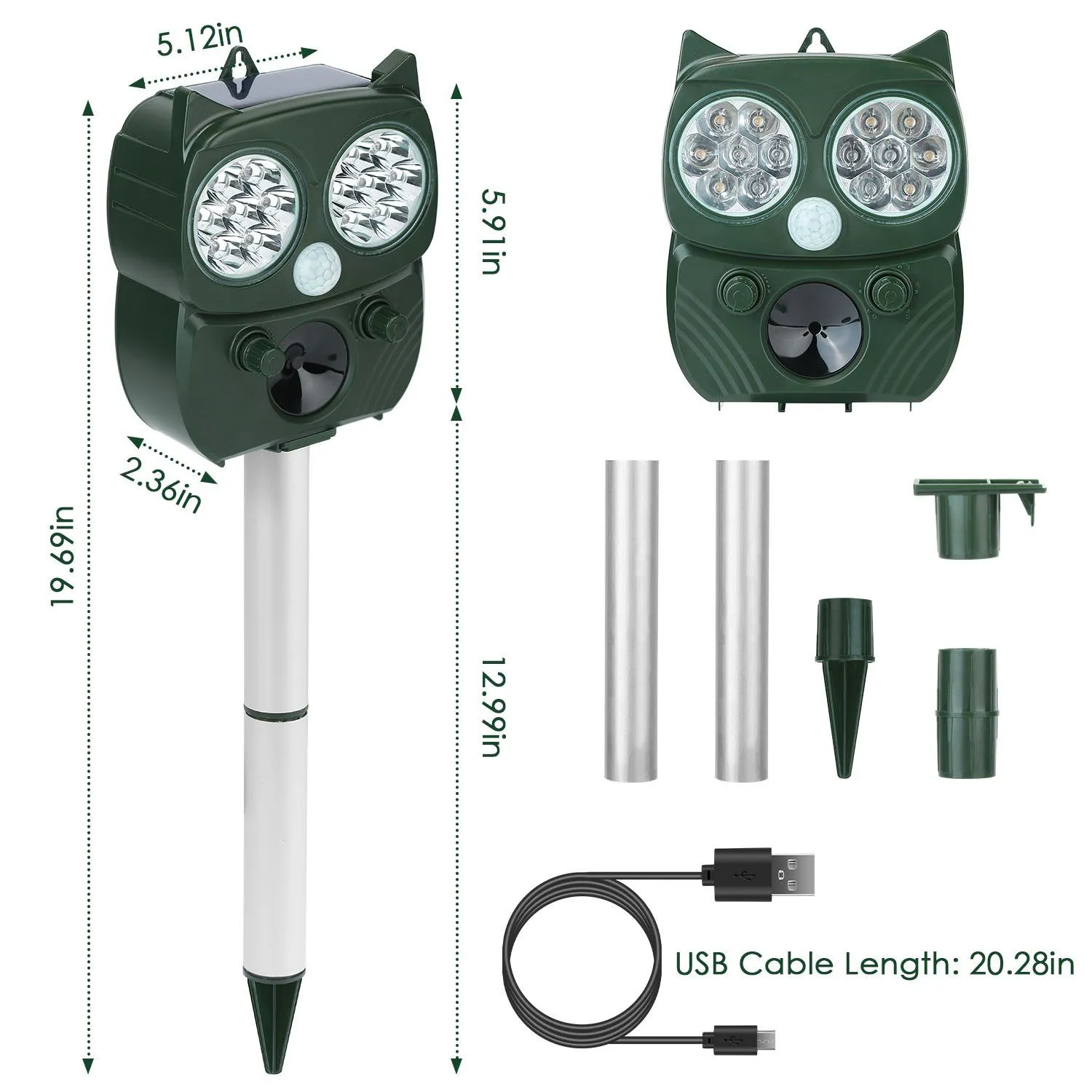 Solar Powered Ultrasonic Animal Repeller PIR Motion Sensor