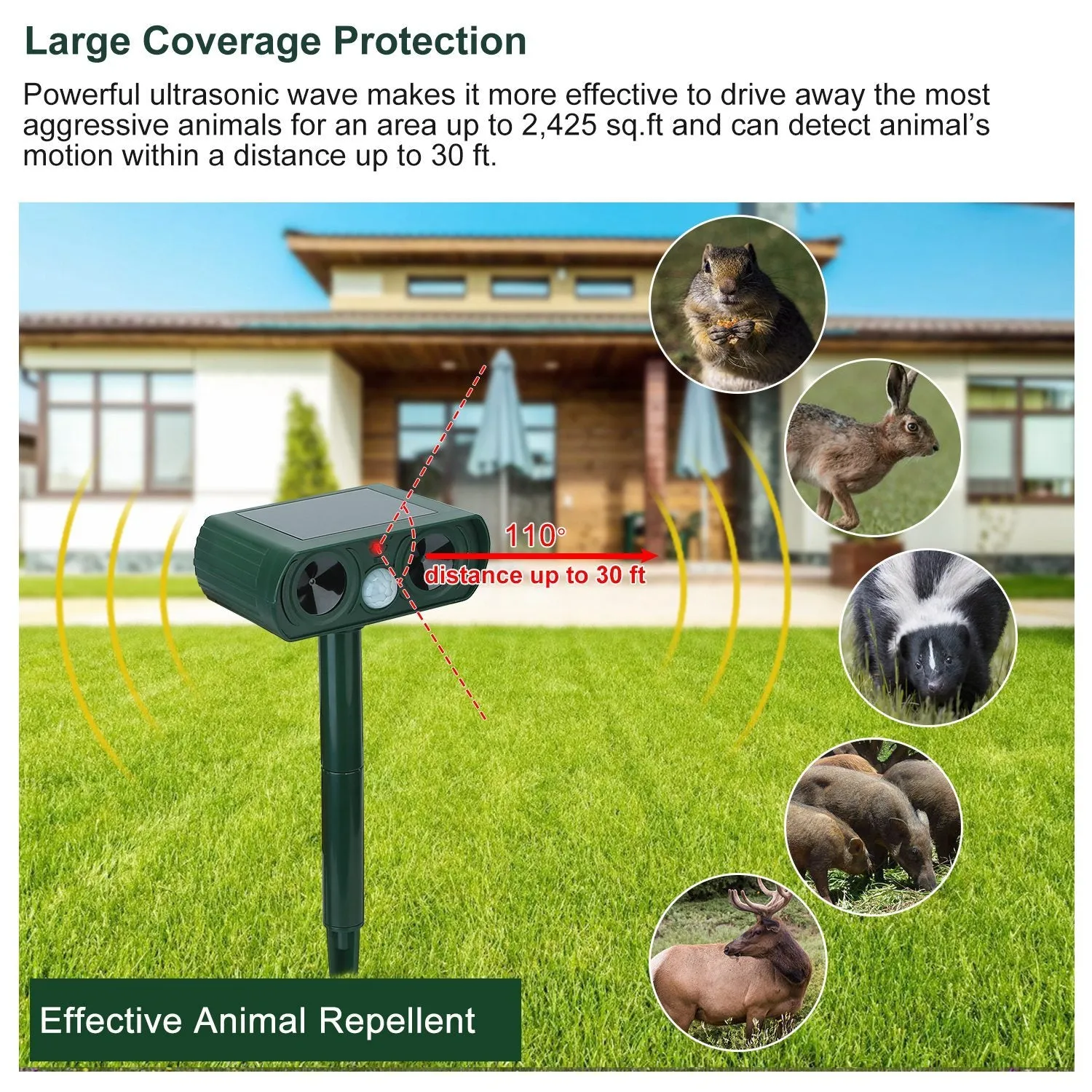 Solar Powered Ultrasonic Animal Repeller
