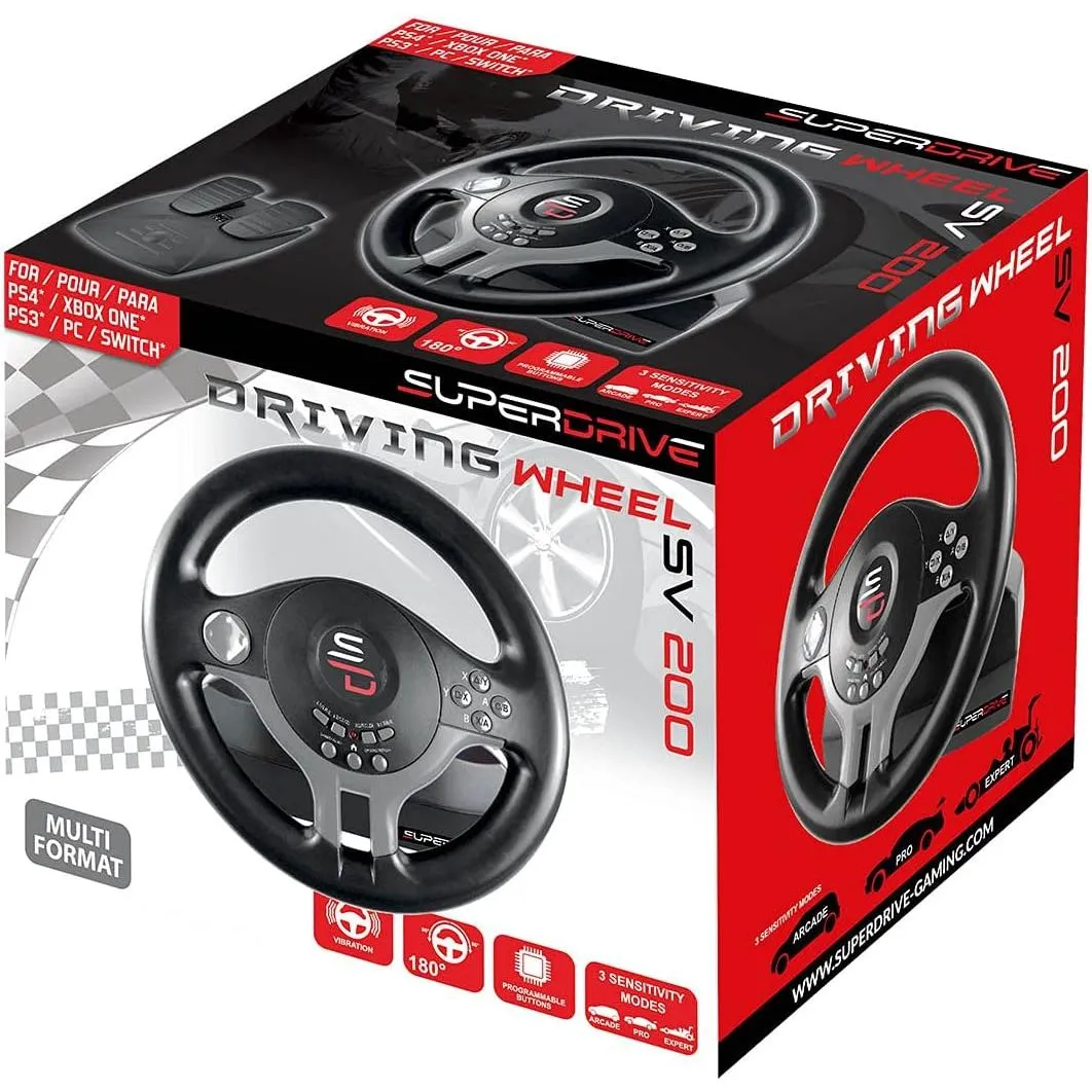 Subsonic Superdrive SV250 Racing Steering Wheel with Pedals & Shift Paddles for Nintendo Switch, PS4, Xbox One, and PC